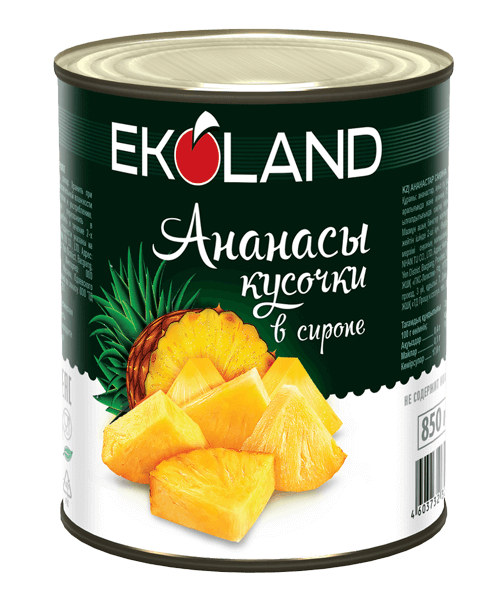 Ананасы кусочки в сиропе 850 мл Прошу к столу